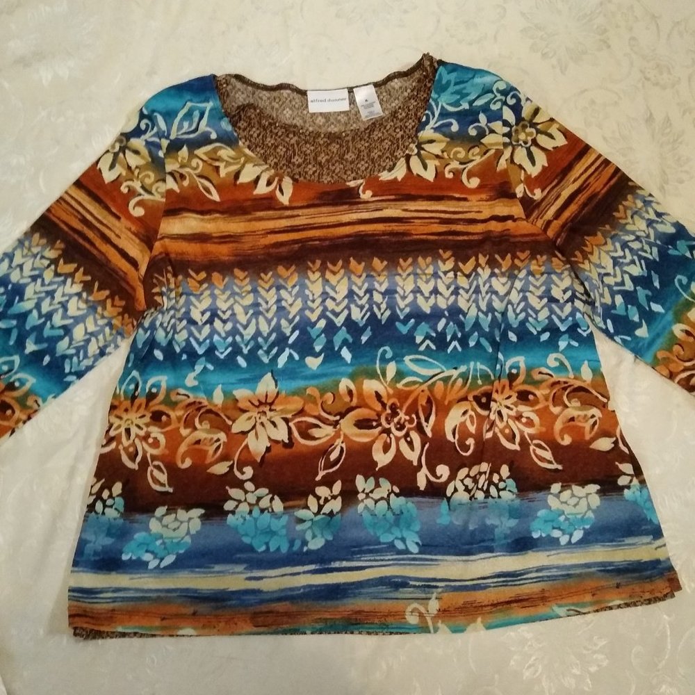 Alfred Dunner Lady's Multicolor 100% Polyester Top.  Size XL